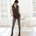 Pull tunique en cte sans manches, col montant zipp - blancheporte