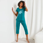 Pyjacourt coton manches courtes imprim� plac� � tortue de mer � - blancheporte