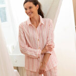Pyjama boutonn� en seersucker - col chemisier - blancheporte