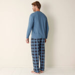 Pyjama coton carreaux manches longues - blancheporte