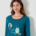 Pyjama en coton imprim hiboux manches longues - blancheporte