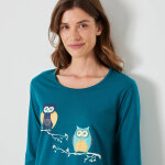 Pyjama en coton imprim� hiboux manches longues - blancheporte