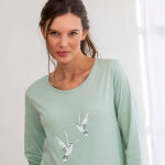 Pyjama en coton imprim� oiseaux manches longues - blancheporte