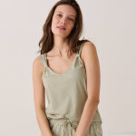 Pyjama court imprim� minimaliste avec bretelles fronc�es - blancheporte