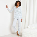 Pyjama imprim  tulipes  col tailleur manches longues - blancheporte