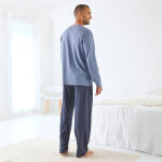 Pyjama long col v manches longues coton adouci - blancheporte