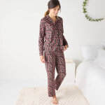 Pyjama manches longues coton fleuri col tailleur - blancheporte