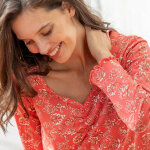 Pyjama manches longues coton imprim� fleurs - blancheporte