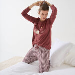 Pyjama pantalon  canards  et vichy en coton - flanelle + chouchou assorti - blancheporte