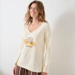 Pyjama pantalon en coton manches longues imprim  fte foraine  - blancheporte