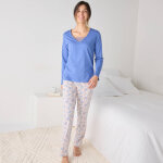 Pyjama pantalon empi�cement plumetis - imprim� oiseaux - blancheporte