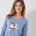Pyjama pantalon imprim  chien toutou schuss  - pochon assorti offert - blancheporte