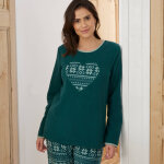 Pyjama pantalon imprim� coeur, maille polaire - blancheporte