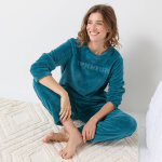 Pyjama pantalon polaire brod�  bonheur  manches longues - blancheporte