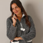 Pyjama pantalon polaire, avec veste zippe  pompons - blancheporte