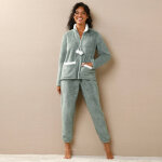 Pyjama pantalon polaire, avec veste zippée À pompons - blancheporte Pyjama pantalon polaire, avec veste zippée À pompons - blancheporte