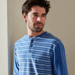 Pyjama pantalon ray� velours manches longues - blancheporte