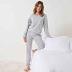 Pyjama pantalon shiba en jersey imprim� chiens manches longues - blancheporte