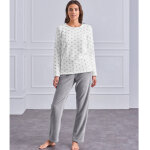 Pyjama polaire imprim pois toucher peluche manches longues - blancheporte