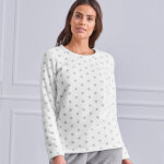 Pyjama polaire imprim� pois toucher peluche manches longues - blancheporte