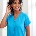 Pyjama short boutonn� en gaze de coton - blancheporte