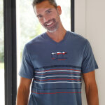 Pyjama short col v coton adouci - blancheporte