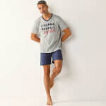 Pyjama short col v imprim message - blancheporte