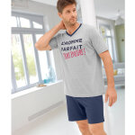 Pyjama short col v imprim message - blancheporte