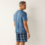 Pyjama short coton carreaux manches courtes - blancheporte