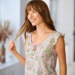 Pyjama short volanté imprimé fleuri - blancheporte Pyjama short volanté imprimé fleuri - blancheporte