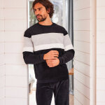 Pyjama tricolore velours manches longues - blancheporte