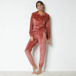 Pyjama velours stretch manches longues col boutonn - blancheporte