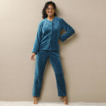 Pyjama veste boutonne manches longues, maille polaire - blancheporte