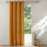 Rideau bachette uni tamisant oeillets - rideau : largeur 135 x hauteur 180cm - jaune - colombine Rideau bachette uni tamisant oeillets - rideau : largeur 135 x hauteur 180cm - jaune - colombine