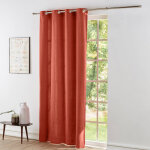 Rideau bachette uni tamisant oeillets - rideau : largeur 135 x hauteur 180cm - orange - colombine Rideau bachette uni tamisant oeillets - rideau : largeur 135 x hauteur 180cm - orange - colombine