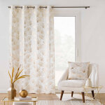 Rideau � ?illets, motif ginkgo effet m�tallis� - blancheporte