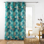 Rideau � ?illets motif tropical, d�tails m�tallis�s - blancheporte