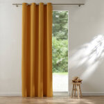 Rideau occultant bachette uni - rideau : largeur 135 x hauteur 180cm - jaune - colombine Rideau occultant bachette uni - rideau : largeur 135 x hauteur 180cm - jaune - colombine