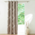 Rideau occultant imprim feuillage - rideau : largeur 140 x hauteur 160cm - taupe - colombine