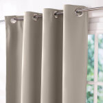 Rideau occultant uni satin finition oeillets - rideau occultant : largeur 135 x hauteur 160 cm - taupe ...