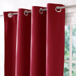 Rideau occultant uni satin finition oeillets - rideau occultant : largeur 135 x hauteur 160 cm - rouge ...