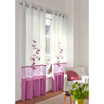 Rideau panneau voile motif orchide finition oeillets - blancheporte