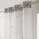 Rideau panneau voile petites feuilles brodes - blancheporte