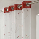 Rideau panneau voile petites feuilles brodes - blancheporte