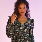 Robe a basque imprime e, manches longues - blancheporte
