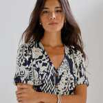 Robe boutonn�e imprim�e, manches courtes - blancheporte