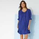 Robe boutonnée unie manches coude - blancheporte Robe boutonnée unie manches coude - blancheporte