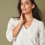 Robe broderie anglaise manches 3 / 4 - 36 - blanc - lora zellini