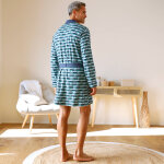 Robe de chambre courte imprime col chle uni - blancheporte