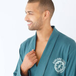 Robe de chambre courte unie avec motif - blancheporte